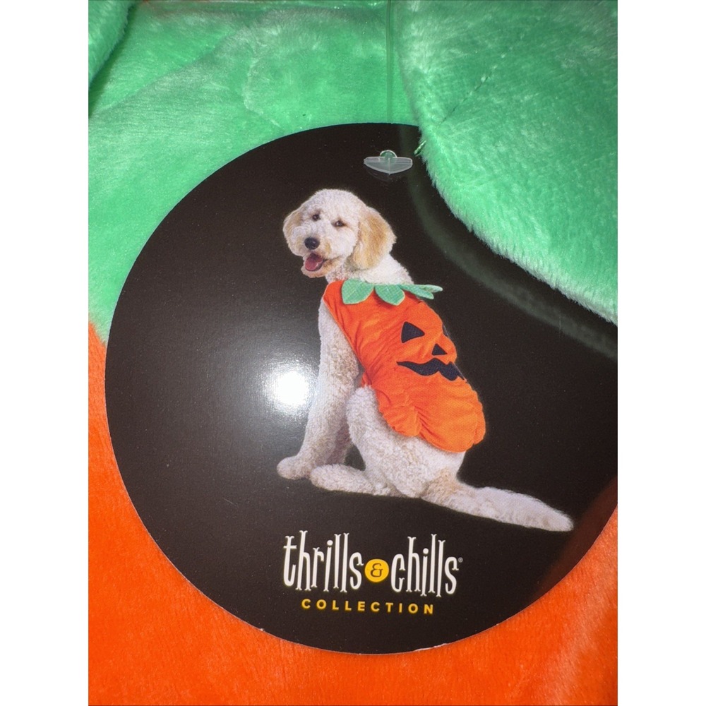 NEW Thrills N Chills Pet Dog Plush Costume size L Jack o lantern Pumpkin